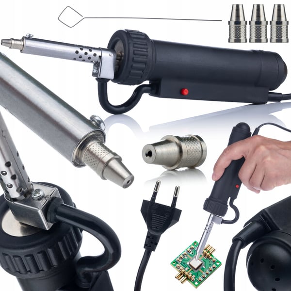 Rosfix sähköliitospyssy 350W sarja ja juotospasta 338 ja juotoslanka 183°C ja 2x pää ja 2x neula ja irrotuspleksi 2mm x 1.5 ja juotosfluksmedel RMA-223