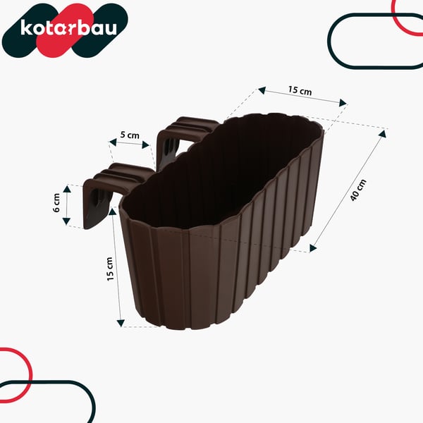 KOTARBAU® Balkongkruka oval rustik brun 400 mm 6-pack