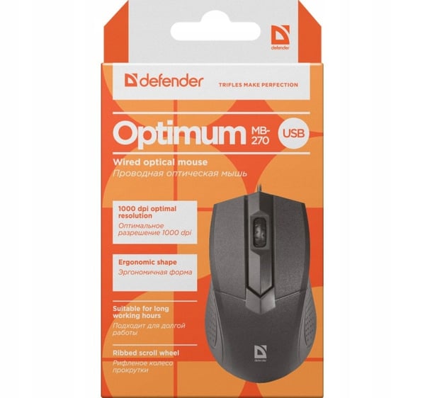 Defender optimum MB-270 optinen 1000dpi 3P langallinen hiiri, musta