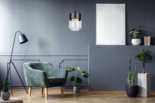 HÆNGENDE LOFTSLAMPE, GLASPLAFON, LED-LAMPE
