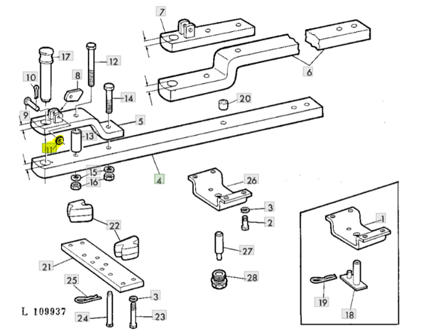 Vetokoukan aluslautapala 1020 John Deere 24M7055