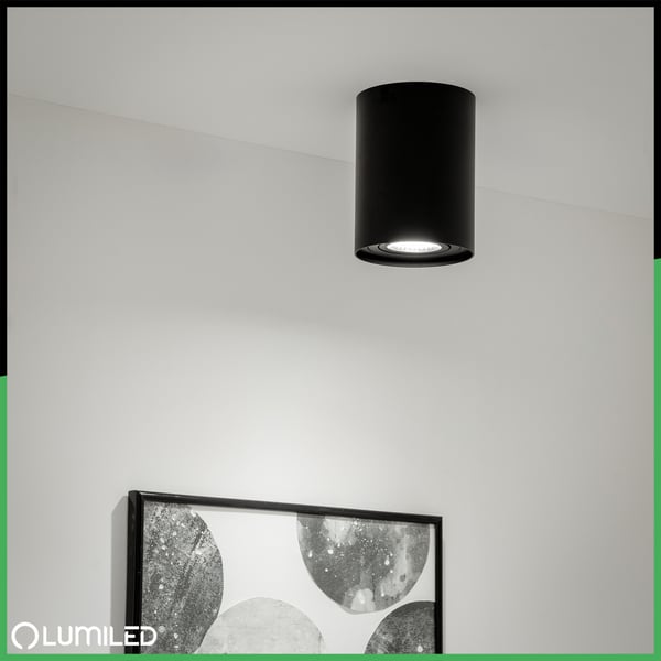 Overflademonteret HALOGEN Spot Tube Flytbar GU10 Rund Sort 125mm AMAT-XL LUMILED