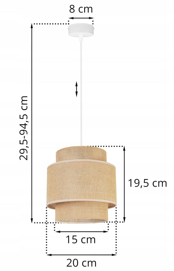 Hængende lampe, loftslysekrone, lampeskærm, boho juta