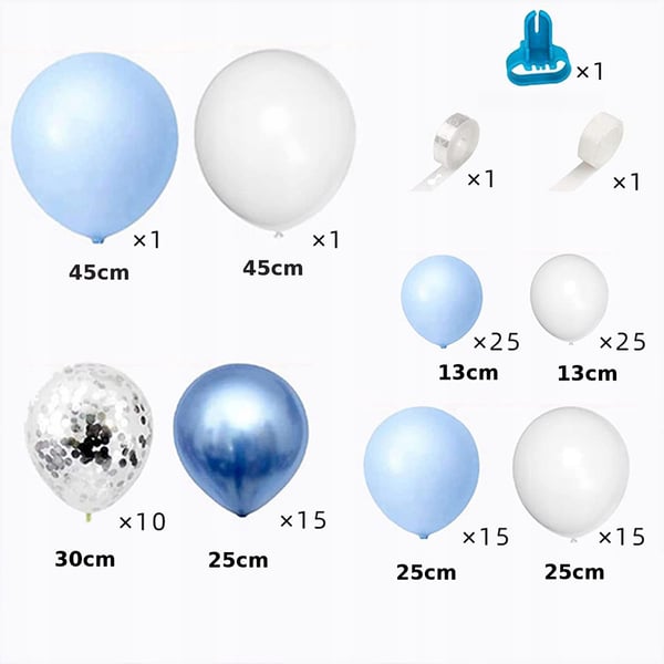 Blå ballonggirland 130 st för födelsedag, dop och bröllop