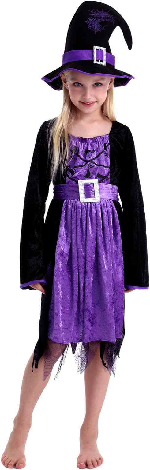 Halloween heksekostume lilla kjolehat 3-4 år