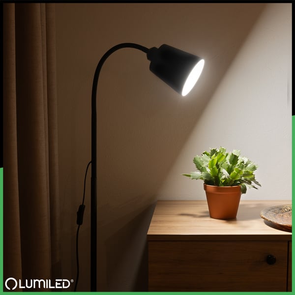 Kalso Lumiled E27 LED-golvbordslampa svart med höjdjustering