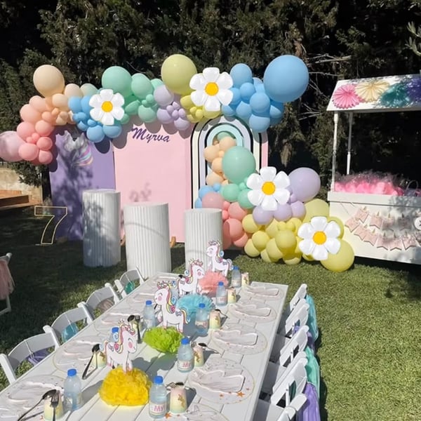 Pastel margueritt ballon guirlande, fødselsdagsballoner, blomster, xxl, 139 stk.