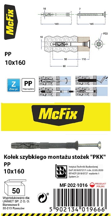 PIKAKIINNITYSTULPPA PP-KARTIO 10*160MM - MF-202-1016