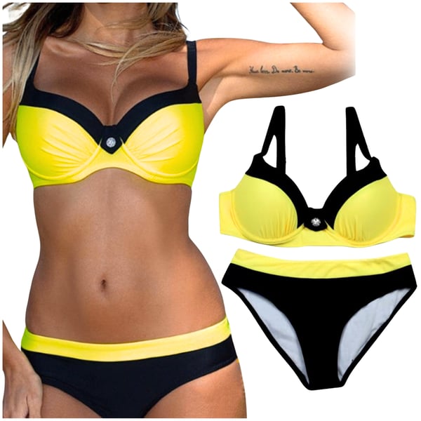 Todelt bikini badedragt, sort dame shaping suit, størrelse L. Todelt bikini badedragt, sort dame shaping suit, størrelse M.