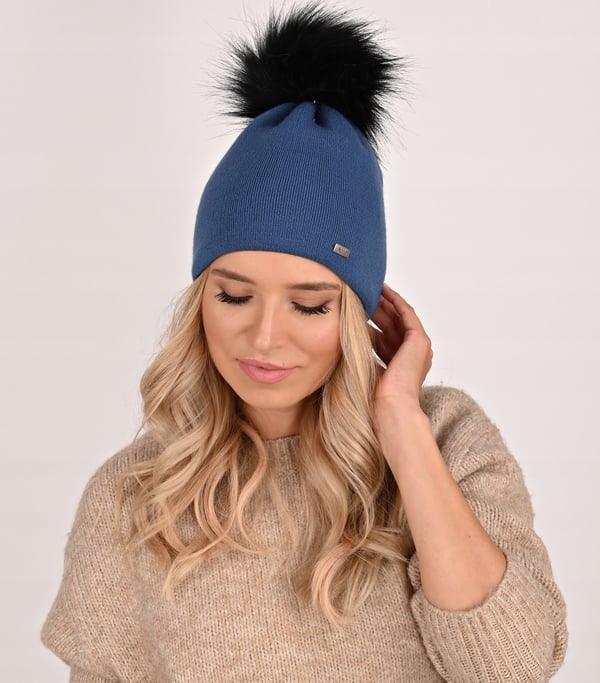 Glat varm hue med stor pompon Jeans A13