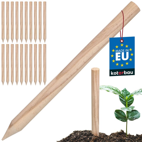KOTARBAU® Geodetiska träpåkar i bok för tomater, grönsaker och träd, 40 cm, set om 20