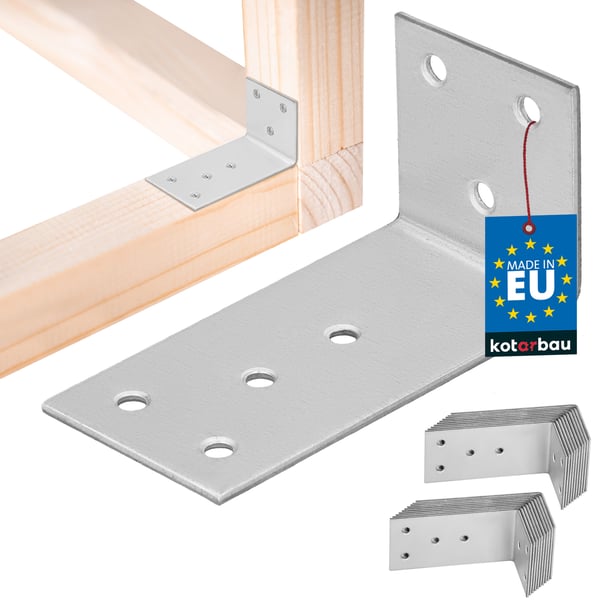 Kotarbau® Kirvesmiehen kulmaliitin ruostumatonta terästä sinkittyä 40 x 80 x 40 mm 25 kpl:n sarja