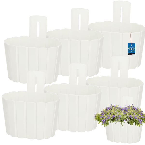 Vägghängande blomkruka för väggmontering rustik vit 20 cm 6 st