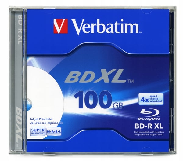 BD-R Verbatim XL 100 GB X4 brede inkjet-printbare diske (5 Jewel Case)
