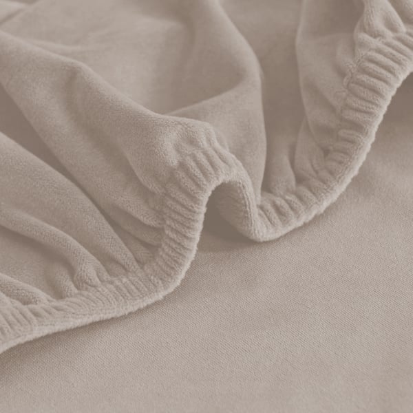 Sittkuddsöverdrag 40x40 cm cool beige elastisk sammet