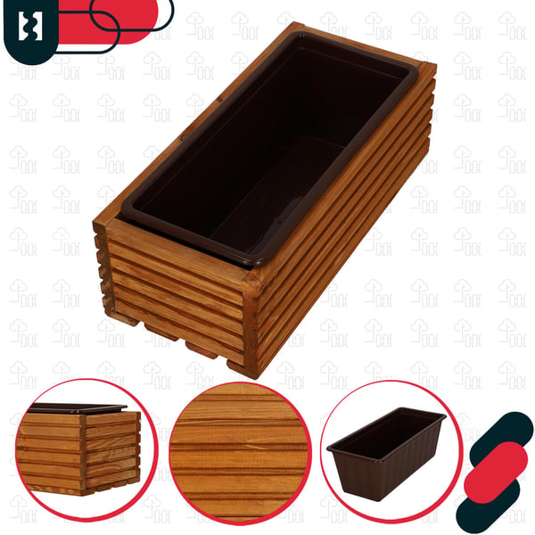 Kotarbau® Kukkaruukkulaatikko Puinen puutarhan istutuslaatikko terassille ja sisäkkeellä Tammi 44 x 20 CM