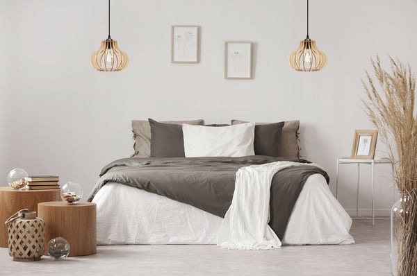 Hængende lampe, loftslysekrone, træ, LED lampeskærm