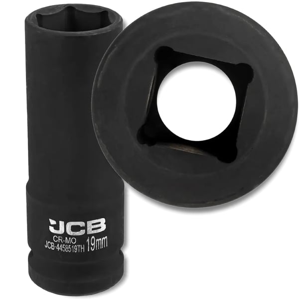 JCB DYB SLAGTOPPENØGLE, TYNDVÆGGET, 1/2" Cr-Mo, 6-kant, 19 mm