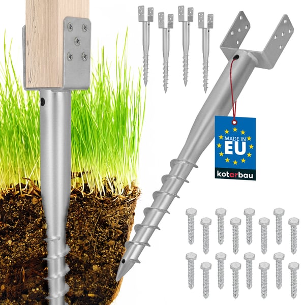 KOTARBAU® stål U-bolt markankere til hegn og pavilloner 122 x 720 mm sæt à 4