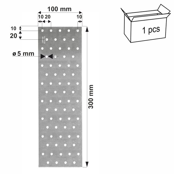 Perforerede plader NP20/100/300 100x300 x2mm
