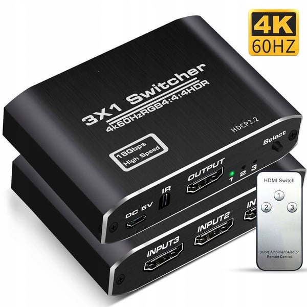 SWITCH HDMI 2.0 3x1 SWITCH SPLITTER ULTRA HD HDCP 2.2 HDR10 4K/60HZ