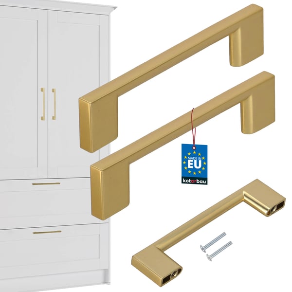 KOTARBAU® køkkengreb klassisk moderne aflang lang mat guld 126 mm mellemrum 96 mm sæt med 2 stk