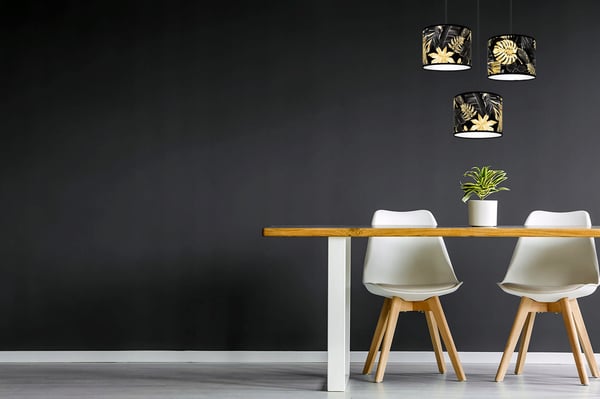 Lofthængende lampe, lampeskærm, gyldne blomster, LED