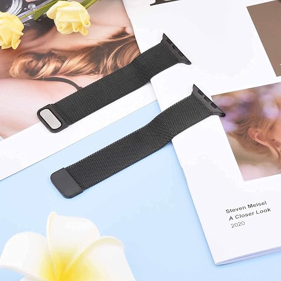 Apple Watch Rem 1/2/3/4/5/6/7/8/9/SE 38/40/41 mm Sort Stål