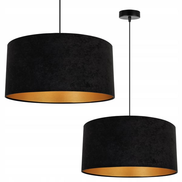 HÆNGENDE LAMPE LOFTSKRONE GYLDEN FLØJLSSKÆRM