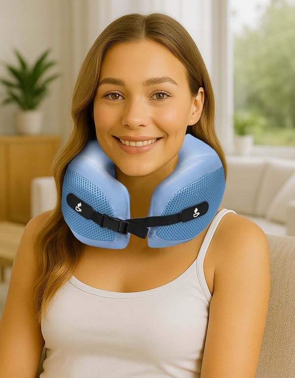 Medi Sleep rejsepude til halsen på et fly
