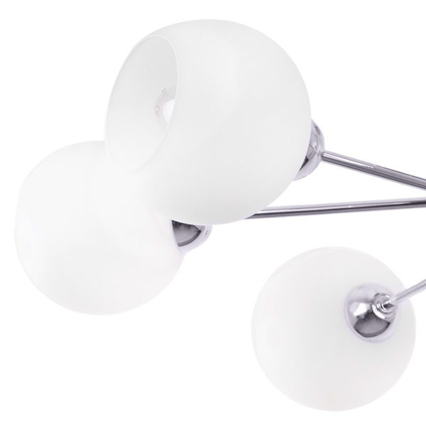 ASTURIA LOFTLAMPE KROM 6 PLADER HVID LAMPESKÆRM E27