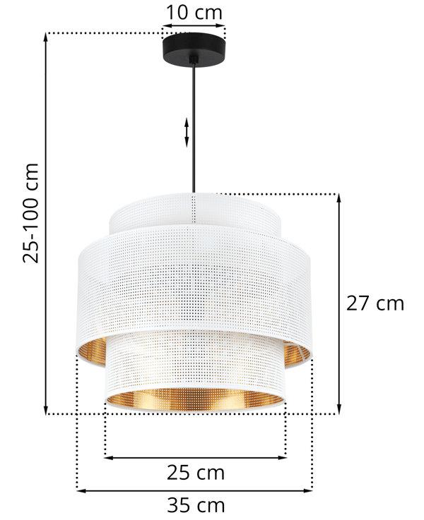 ASTI TRIO HÆNGELAMPE HVIDGULD 35CM MESH