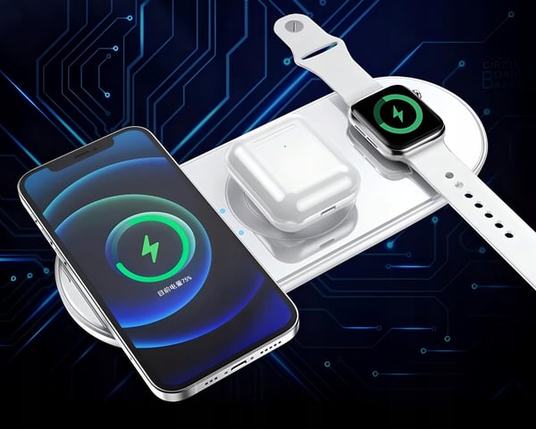 3-i-1 trådløs induktiv oplader til Apple Android iPhone Watch AirPods