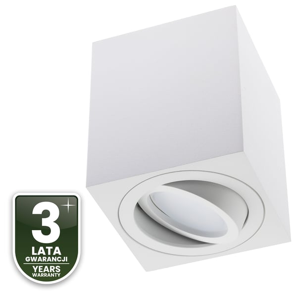 Pinta-asennettava halogeenilamppu, siirrettävä, GU10, neliönmuotoinen, valkoinen, 84 mm, AMAT-M LUMILED