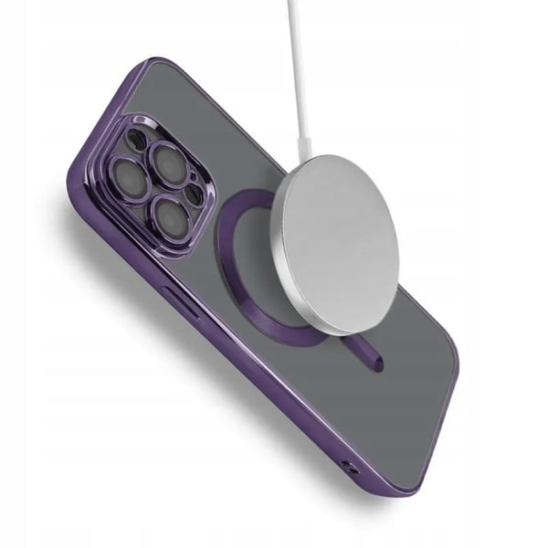 FODRAL TILL iPhone 15 PRO MAGSAFE FÖRSTÄRKT LILA FODRAL + GLAS