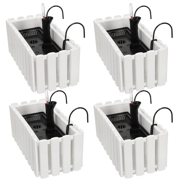 Blomkruka balkonglåda för balustrad terrassblommor vit 40 cm 4-pack