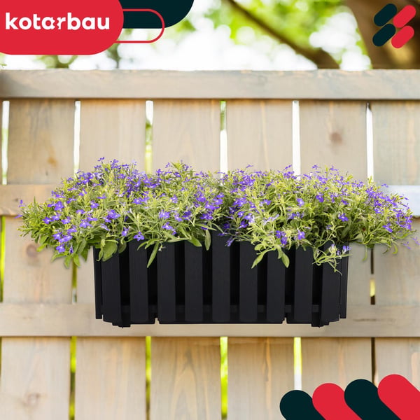 Blomkruka balkonglåda för balustrad terrassblommor antracit 40 cm 2 st