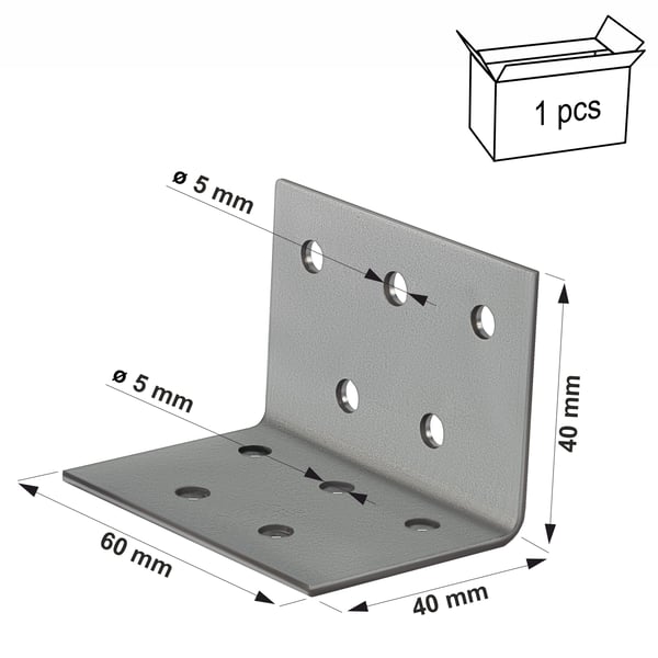 Reikäinen kulmakontakti ANPS204460 40x40x2.0x60mm