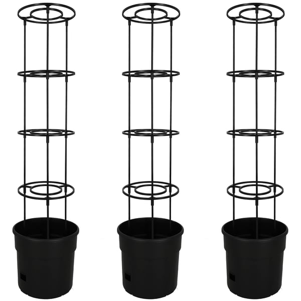 Kruka för tomatodling med stege för balkongen, svart, 30 cm, 3-pack