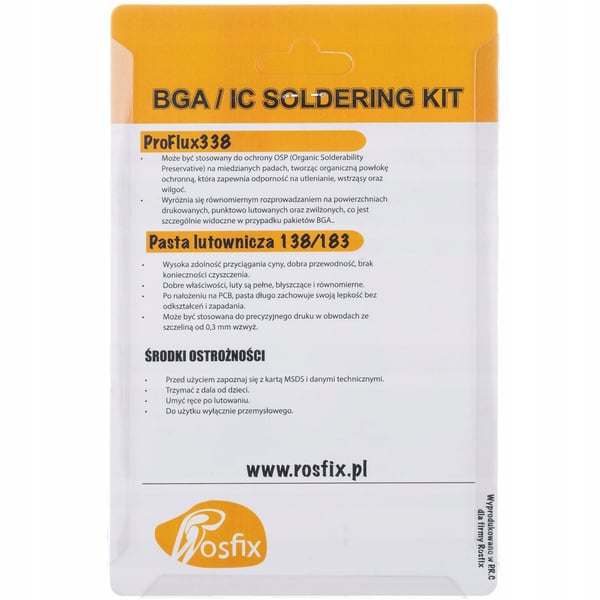 Rosfix ProFlux 338 juottosarja ja nestemäinen tina 183°C ja 2x kärki ja 2x neula