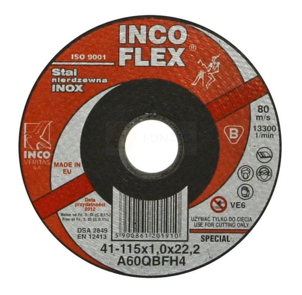 LITTÄINEN INOX-LAIKKA T1A 115*1.0*22 - T1A 115 1 TUUMAA LITTÄINEN INOX-LAIKKA T1A 115*1.0*22 - T1A 115 1 TUUMAA