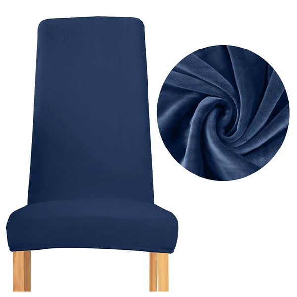 Tuolinpäällinen, kapea selkänoja, paksu pehmeä sametti, tummansininen Tuolinpäällinen, kapea selkänoja, paksu pehmeä sametti, tummansininen