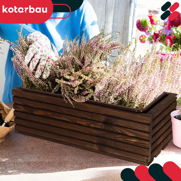 KOTARBAU® träterrashylla med insats brun 44 x 20 cm