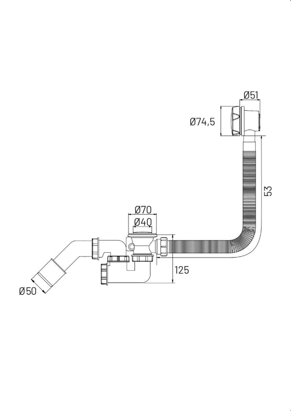 Universell automatisk badkarssifon TADYCH vit