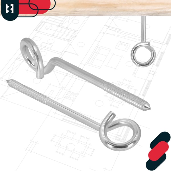 Kotarbau® Kattokiinnityskoukku, kääritty, ruuvattava, ruostumaton teräs, 240 MM, 2 kpl:n sarja