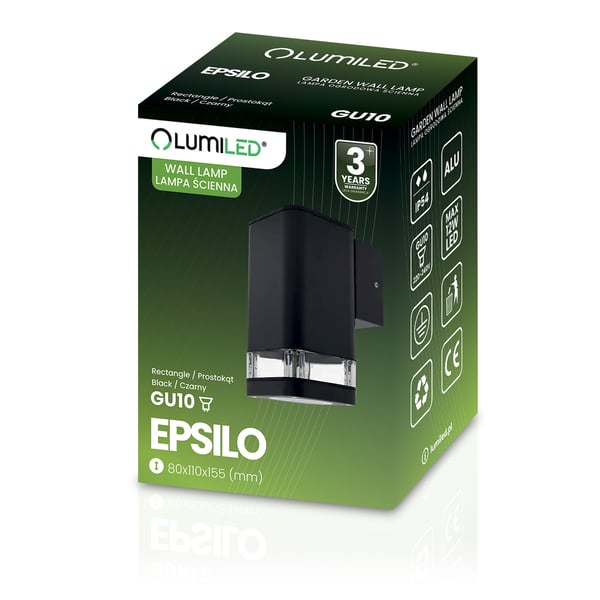 Ulkopuutarhavalaisin, Julkisivuseinävalaisin GU10 LED IP54 EPSILO LUMILED