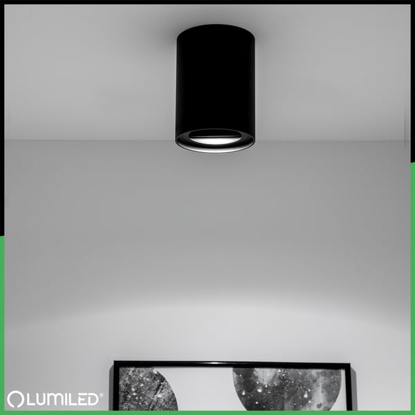 Overflademonteret HALOGEN Spot Tube Bevægelig GU10 Rund Sort 84mm AMAT-M LUMILED