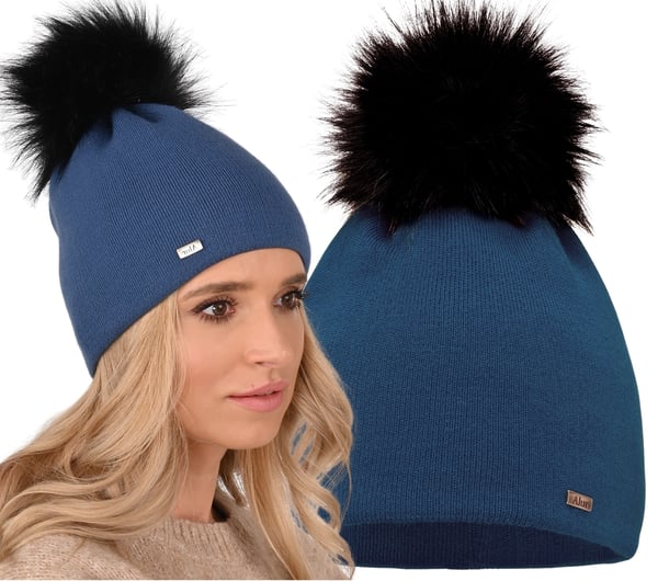 Glat varm hue med stor pompon Jeans A13