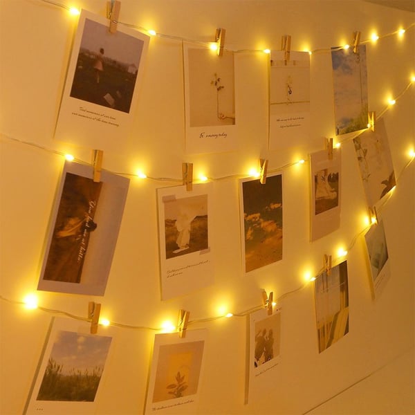 LED-belysning, batteridrevne ledninger, juletræslys, 20 LED'er, 2m, kold, varm