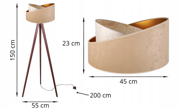 GULVLAMPE MED STÅENDE TRIPOD MØNSTER AF TRÆSKÆRM